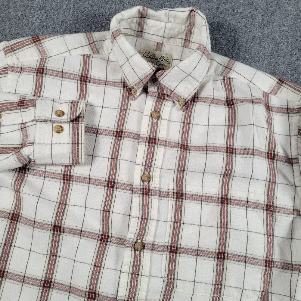 Cabelas Shirt Mens Small Plaid Flannel Button Down Long Sleeve Soft‎ Cotton